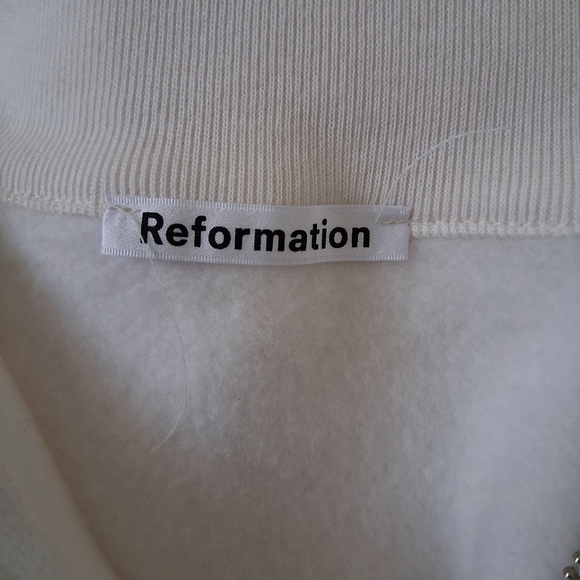 Reformation Hampton Sweat Dress Cotton With Fleece Lining In Cream Size Medium - Picture 7 of 10
